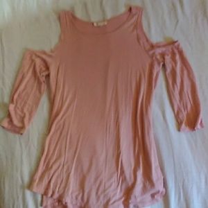 Pink cold shoulder top